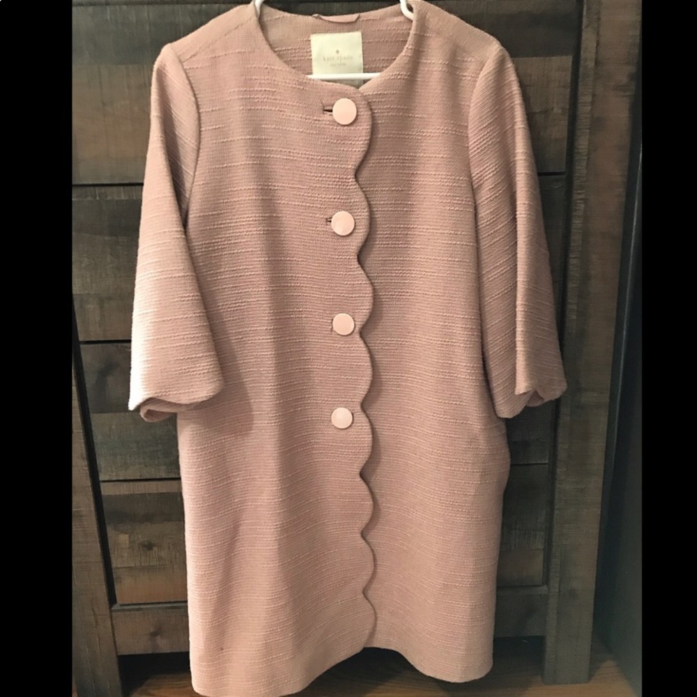 NWT! Kate Spade scalloped tweed coat.